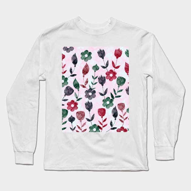 Watercolor Floral V Long Sleeve T-Shirt by uniqued